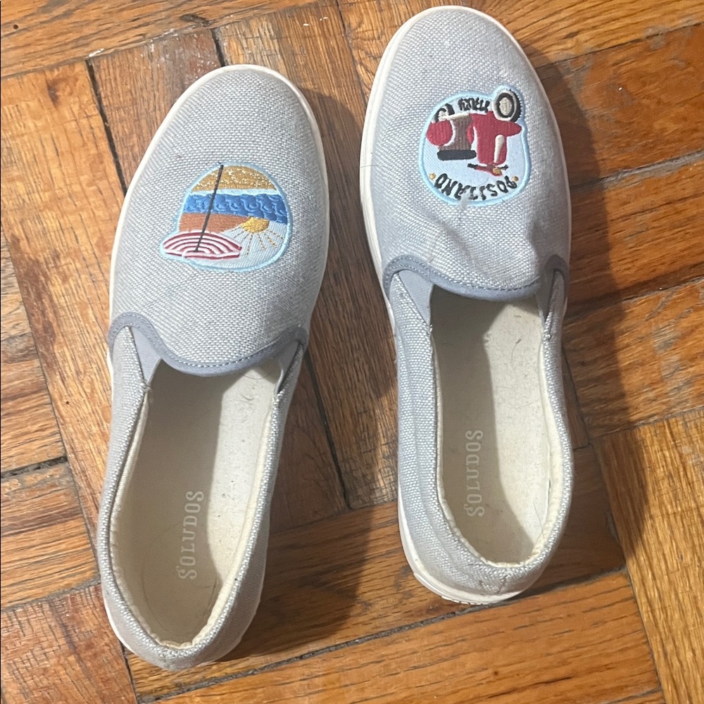 Soludos light blue Slip-On Sneakers with Beach Embroidery